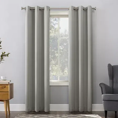 Sun Zero Evan Grommet Top Energy Saving Blackout Single Curtain Panel In Silver