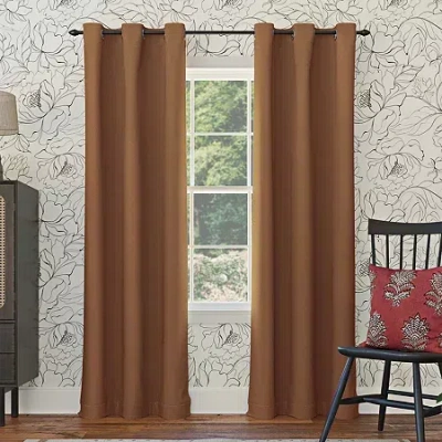 Sun Zero Evan Grommet Top Energy Saving Blackout Single Curtain Panel In Brown