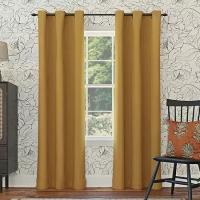 Sun Zero Evan Grommet Top Energy Saving Blackout Single Curtain Panel In Yellow