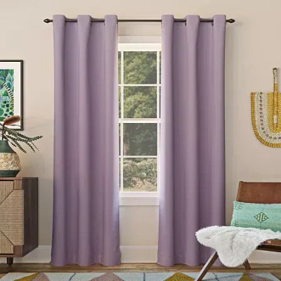 Sun Zero Evan Grommet Top Energy Saving Blackout Single Curtain Panel In Purple