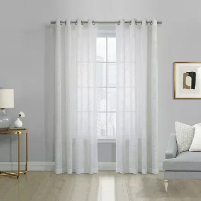 Habitat Boucle Grommet Top Sheer Single Curtain Panel In White