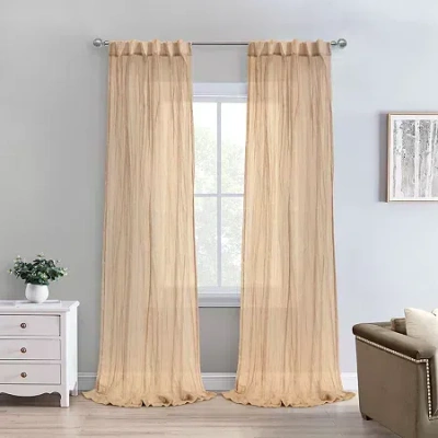 Habitat Paloma Rod Pocket Back Tab Sheer Single Curtain Panel In Orange