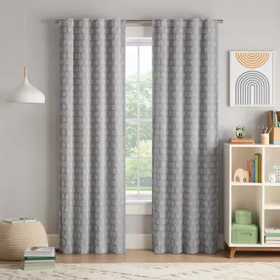 Eclipse Kids Dot Clip Rod Pocket Blackout Single Curtain Panel In Gray