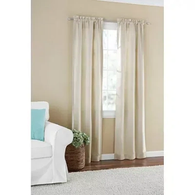 Eclipse Elvan Rod Pocket Light-filtering Set Of 2 Curtain Panel In Neutral