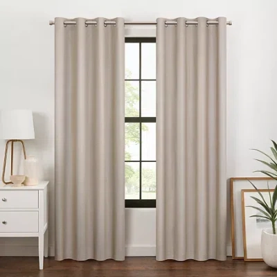 Eclipse Larissa Grommet Top 100% Blackout Single Curtain Panel In Sand