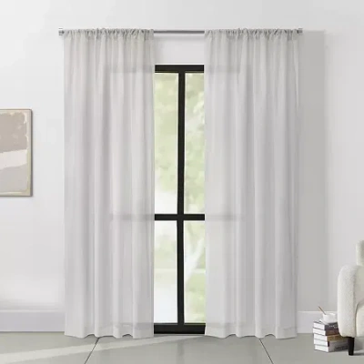 Thermasheer Weathershield Rod Pocket Energy Saving Sheer Single Curtain Panel In White