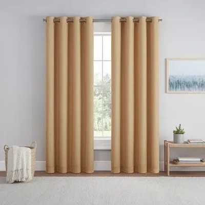 Eclipse Dutchess Grommet Top 100% Blackout Single Curtain Panel In Yellow