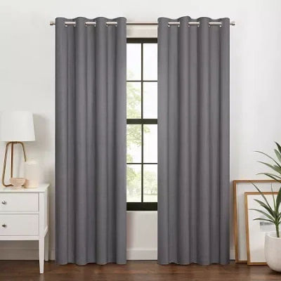 Eclipse Larissa Grommet Top 100% Blackout Single Curtain Panel In Gray