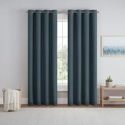 Eclipse Dutchess Grommet Top 100% Blackout Single Curtain Panel In Blue