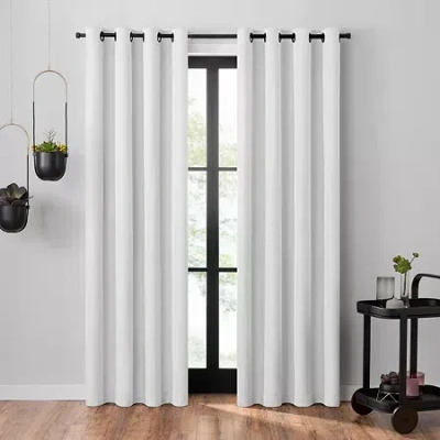 Umbra Ottoman Grommet Top 100% Blackout Single Curtain Panel In White