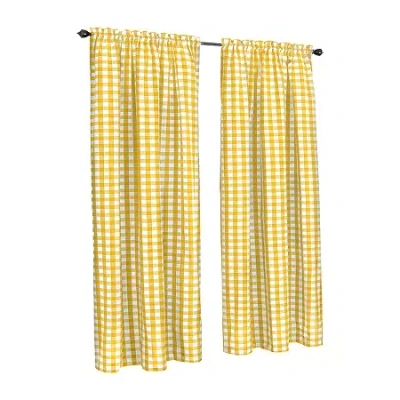 Achim Buffalo Check Rod Pocket Light-filtering Single Curtain Panel In Yellow