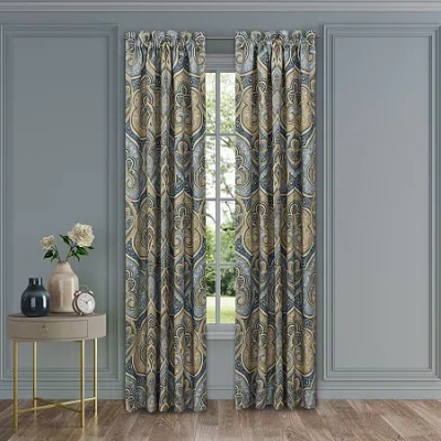 Royal Court Messina Rod Pocket Room Darkening Set Of 2 Curtain Panel In Blue