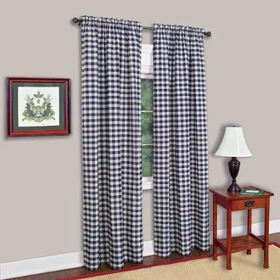 Achim Buffalo Check Rod Pocket Light-filtering Single Curtain Panel In Blue