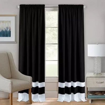 Achim Darcy Rod Pocket Light-filtering Single Curtain Panel In Black