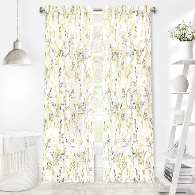 Achim Misty Back Tab Light-filtering Single Curtain Panel In Yellow
