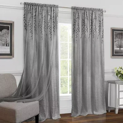 Achim Willow Rod Pocket Light-filtering Single Curtain Panel In Gray