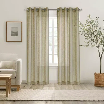 Habitat Boucle Grommet Top Sheer Single Curtain Panel In Brown
