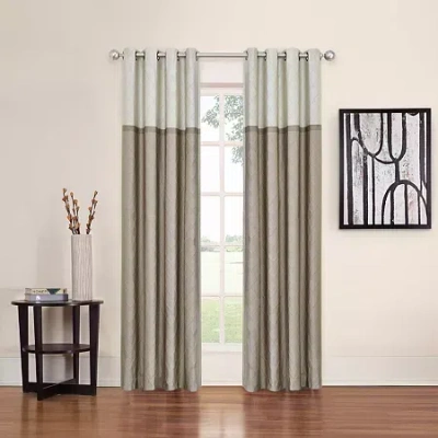 Eclipse Arno Grommet Top Blackout Single Curtain Panel In Brown