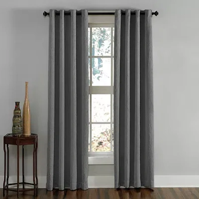 Chf Lenox Grommet Top Light-filtering Single Curtain Panel In Gray