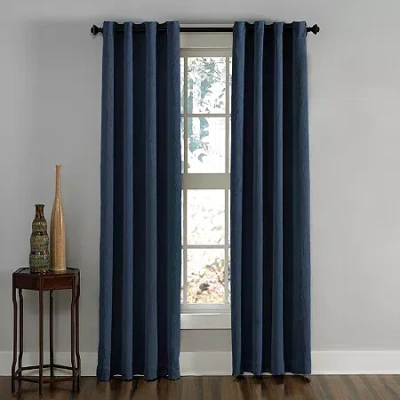 Chf Lenox Grommet Top Light-filtering Single Curtain Panel In Blue
