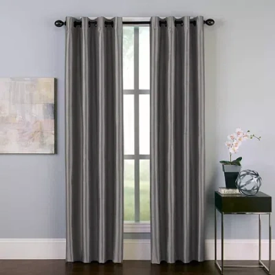 Chf Malta Grommet Top Light-filtering Single Curtain Panel In Gray
