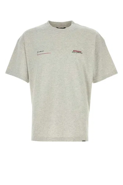 Represent Melange Grey Cotton T-shirt In White