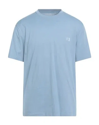 Y-3 Man T-shirt Pastel Blue Size Xs Cotton, Elastane In Blue