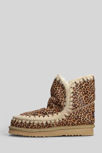 Mou Eskimo 18 Ponyskin Low Heels Ankle Boots In Animalier Pony Skin In Animal Print