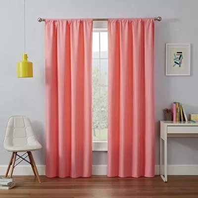 Eclipse Kendall Kids Thermaback Rod Pocket Energy Saving Blackout Single Curtain Panel In Pink