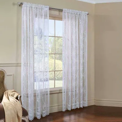 Habitat Mona Lisa Rod Pocket Sheer Single Curtain Panel In White