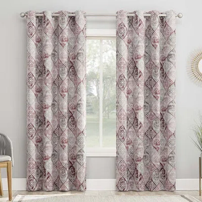 Sun Zero Dacona Grommet Top Energy Saving Light-filtering Single Curtain Panel In Pink