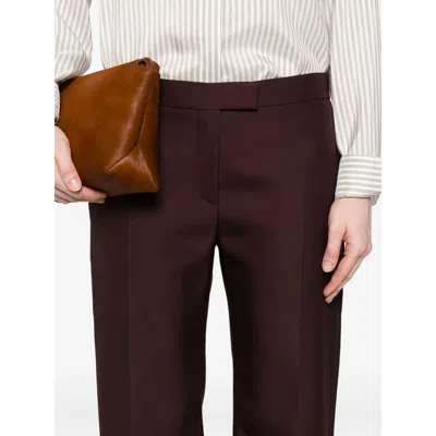 Khaite Virgin Wool-silk Callen Straight Trousers In Brown