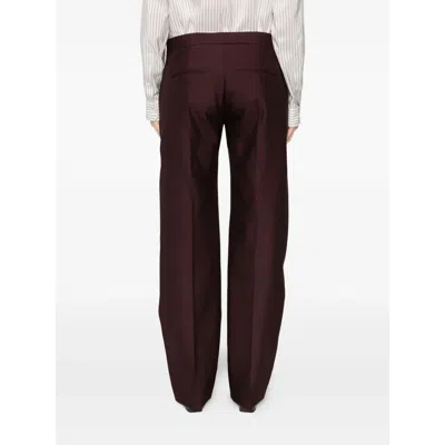 Khaite Virgin Wool-silk Callen Straight Trousers In Brown