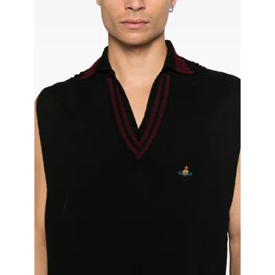 Vivienne Westwood V-neck Sleeveless Knitwear In Black