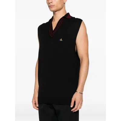 Vivienne Westwood V-neck Sleeveless Knitwear In Black