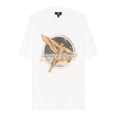 Represent White Crew Neck T-shirt With Graphic Print On Front And Back In Cotton Man In White