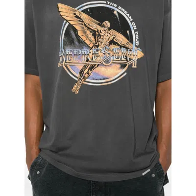 Represent Black Crew Neck T-shirt With Graphic Print On Front And Back And Faded Effect In Cotton Man In Gray