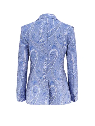 Etro Silk Blend Single-breasted Blazer In Blue