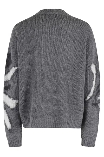 Roberto Collina Flower Inlay Crewneck Sweater In Gray