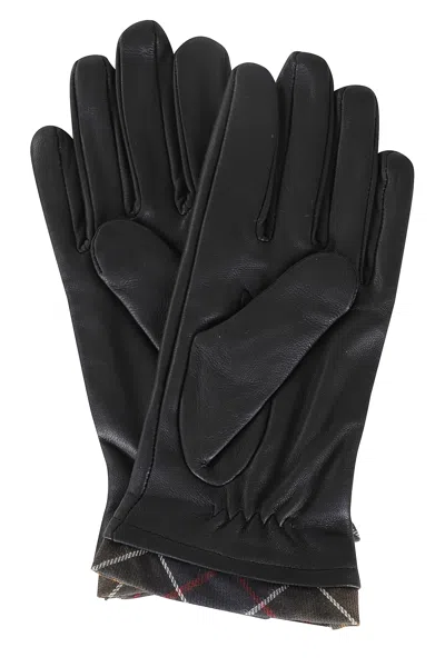 Barbour Tartan Trimmed Gloves In Black