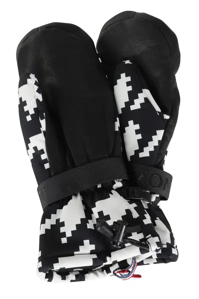 Perfect Moment Black Davos Houndstooth Print Gloves In Houndstooth-black-snow-white