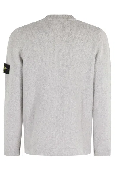 Stone Island All-over Ribbed Grey Wool Sweater In Gray