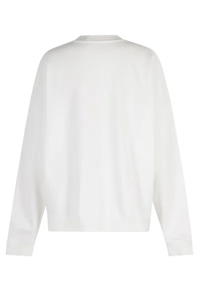 Anine Bing Miles Logo-patch Cotton Sweatshirt In White