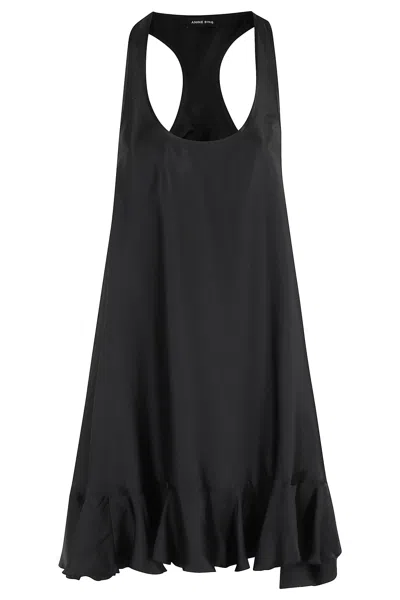 Anine Bing Black Lilith Dress In Silk Blend In Black