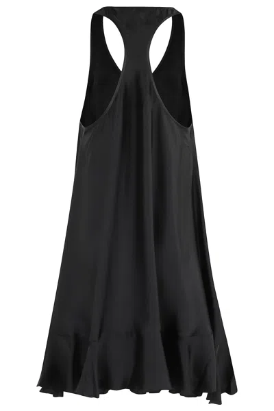 Anine Bing Black Lilith Dress In Silk Blend In Black