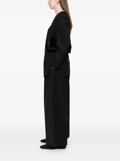 Totême Wool Drawstring Trousers In Black