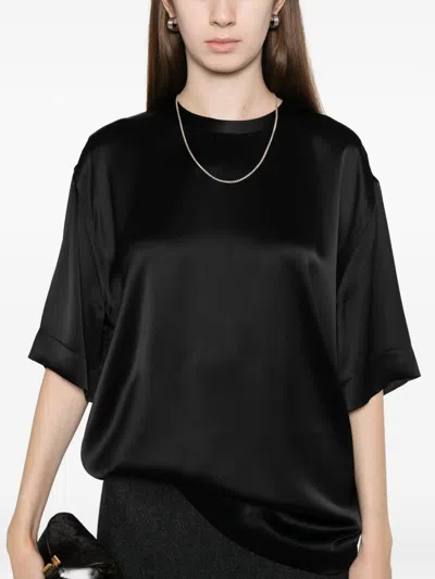 Totême Satin T-shirt In Black