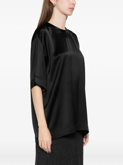 Totême Satin T-shirt In Black