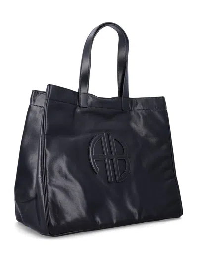Anine Bing Large Rio Monogram Tote In Black