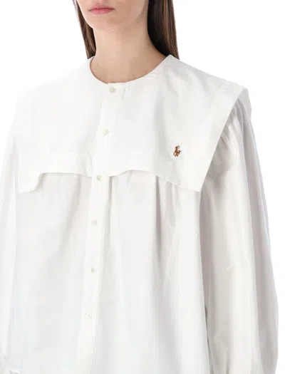 Polo Ralph Lauren Cotton Oxford Shirt With Bib Detail In White